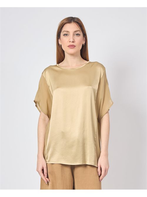 Manila Grance women's blouse in satin and georgette MANILA GRACE | C037VUMA002